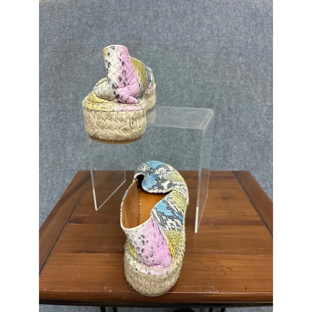 Kurt Geiger London Snakeskin Print Platform Espadrilles Multi Color 7.5 / 38.5